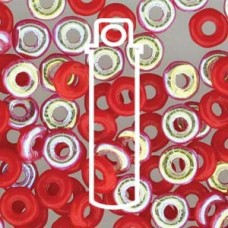 3.8x1mm Czech O Beads - Opaque Red AB