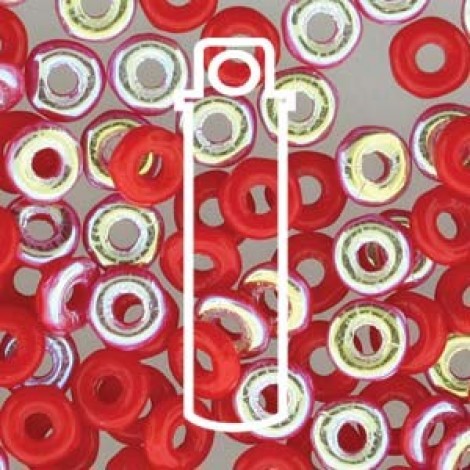 3.8x1mm Czech O Beads - Opaque Red AB