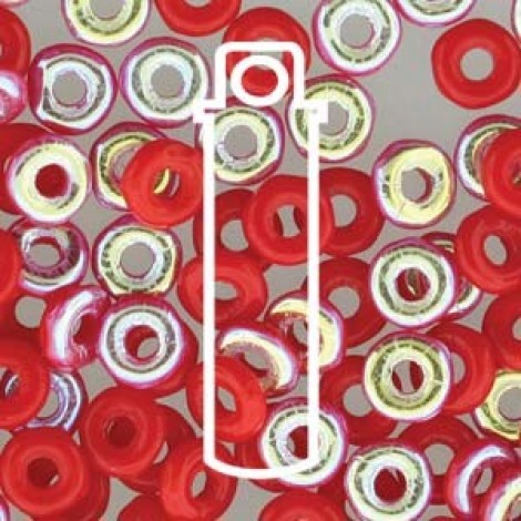 3.8x1mm Czech O Beads - Opaque Red AB - 8.1gm 3.8x1mm Czech O Beads - Opaque Red AB - 8.1gm