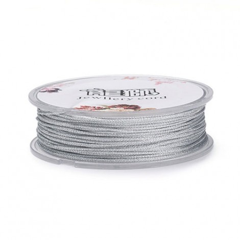 1mm Silver Polyester Braided Metallic Cord - 30m Roll