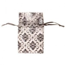 70x80mm (ID) White & Black Organza Pouches - Pk 12