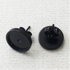 10mm ID High Quality Black Surgical Stainless Steel Earpost Settings w-Clutches
