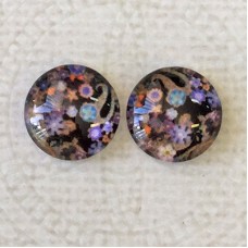 12mm Art Glass Backed Cabochons - Tiny Flowers 3