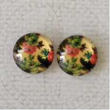 12mm Art Glass Backed Cabochons - Tiny Flowers 8