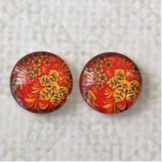 12mm Art Glass Backed Cabochons - Flower Mix 4 - Per Pair