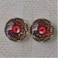 12mm Art Glass Backed Cabochons - Steampunk Series 12 - Per Pair