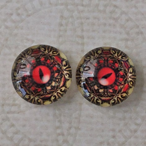 12mm Art Glass Backed Cabochons - Steampunk Series 12
