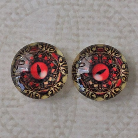 12mm Art Glass Backed Cabochons - Steampunk Series 12 - Per Pair