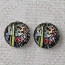 12mm Art Glass Backed Cabochons - Steampunk Series 8 - Per Pair
