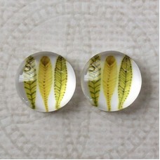 12mm Art Glass Backed Cabochons - Feathers 1