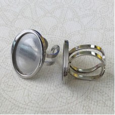 18x25mm Oval Stainless Steel Adjustable Ring Settings