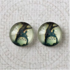 12mm Art Glass Backed Cabochons - Totoro