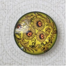 25mm Art Glass Backed Cabochons - Sunflower Series 8 - Each