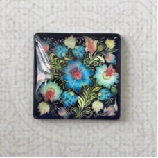 25mm Art Glass Backed Square Cabochons - Tapestry 11