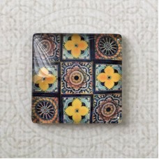 25mm Art Glass Backed Square Cabochons - Tapestry 1