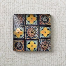 25mm Art Glass Backed Square Cabochons - Tapestry 1 - Each