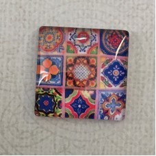 25mm Art Glass Backed Square Cabochons - Tapestry 2
