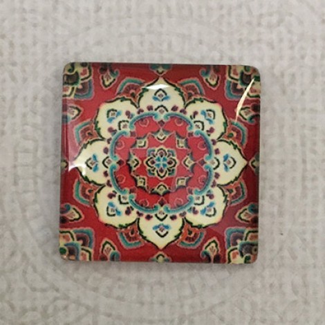 25mm Art Glass Backed Square Cabochons - Tapestry 4