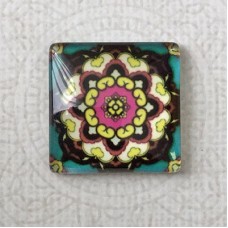 25mm Art Glass Backed Square Cabochons - Tapestry 7