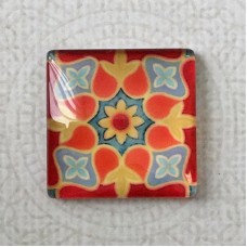 25mm Art Glass Backed Square Cabochons - Tapestry 8