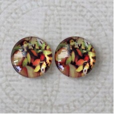 12mm Art Glass Backed Cabochons - Maple Leaf Series 11 - Per Pair