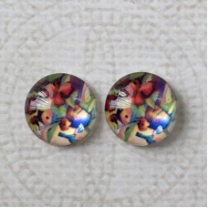 12mm Art Glass Backed Cabochons - Maple Leaf Series 3
