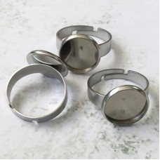 Stainless Steel Adjustable Round Ring Settings - 12mm ID
