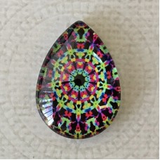 18x25mm Art Glass Backed Teardrop Cabochons - Mandala 6 - Each