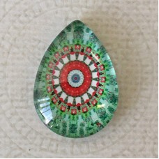 18x25mm Art Glass Backed Teardrop Cabochons - Mandala 8 - each