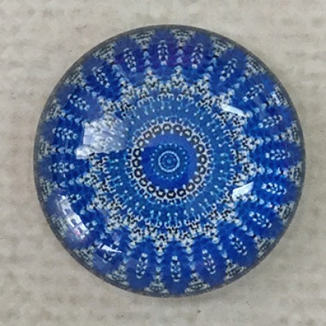20mm Art Glass Cabochons - Blues Mix 3 - Each 20mm Art Glass Cabochons - Blues Mix 3 - Each