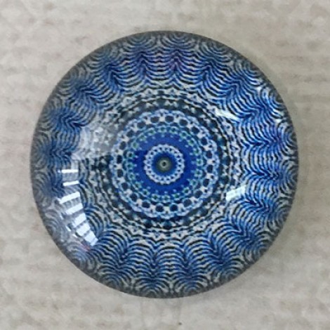 20mm Art Glass Cabochons - Blues Mix 9 - Each 20mm Art Glass Cabochons - Blues Mix 9 - Each
