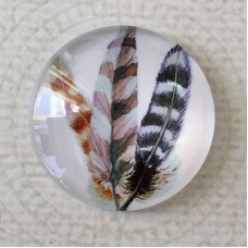 25mm Art Glass Backed Cabochons - Plume Feathers 1 - Each
