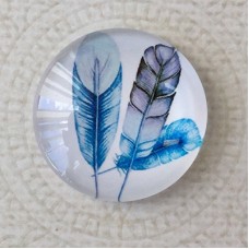 25mm Art Glass Backed Cabochons - Plume Feathers 10 - Each