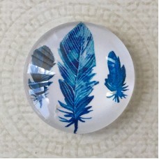 25mm Art Glass Backed Cabochons - Plume Feathers 12 - Each