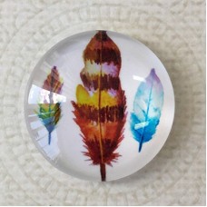 25mm Art Glass Backed Cabochons - Plume Feathers 3 - Each