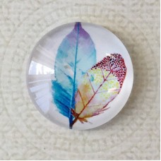 25mm Art Glass Backed Cabochons - Plume Feathers 4 - Each