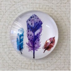 25mm Art Glass Backed Cabochons - Plume Feathers 5 - Each