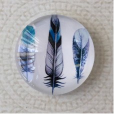 25mm Art Glass Backed Cabochons - Plume Feathers 9 - Each