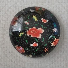 25mm Art Glass Backed Cabochons - Oriental Floral Design 2 - Each