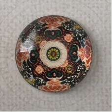 25mm Art Glass Backed Cabochons - Oriental Floral Design 3 - Each