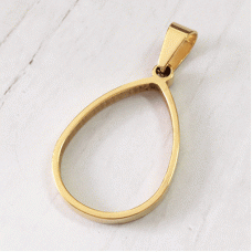 18x25mm ID Gold Plated Stainless Steel Teardrop Open Bezel Pendant Setting - Pack of 2