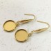 12mm ID 304 Stainless Steel Gold Colour Earring Bezel Settings with Fancy Earwires