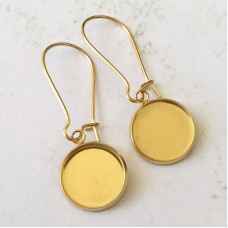 12mm ID Gold Stainless Steel Bezel Earrings on Kidney Earwires