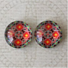 12mm Art Glass Backed Cabochons - Turkish Design 6 - Per Pair