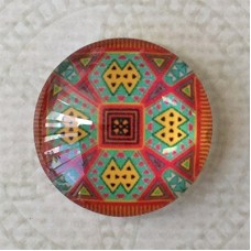20mm Art Glass Round Cabochons - Turkish Design 10 - Each