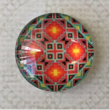 20mm Art Glass Round Cabochons - Turkish Design 9 - Each