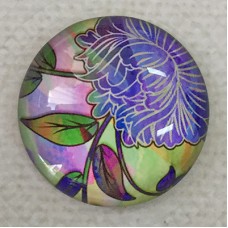 25mm Art Glass Backed Cabochons - Tie Dye Flowers 10