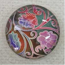 25mm Art Glass Backed Cabochons - Tie Dye Flowers 11 - Each