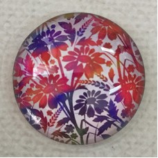 25mm Art Glass Backed Cabochons - Tie Dye Flowers 12 - Each