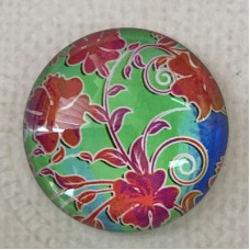 25mm Art Glass Backed Cabochons - Tie Dye Flowers 2 - Each